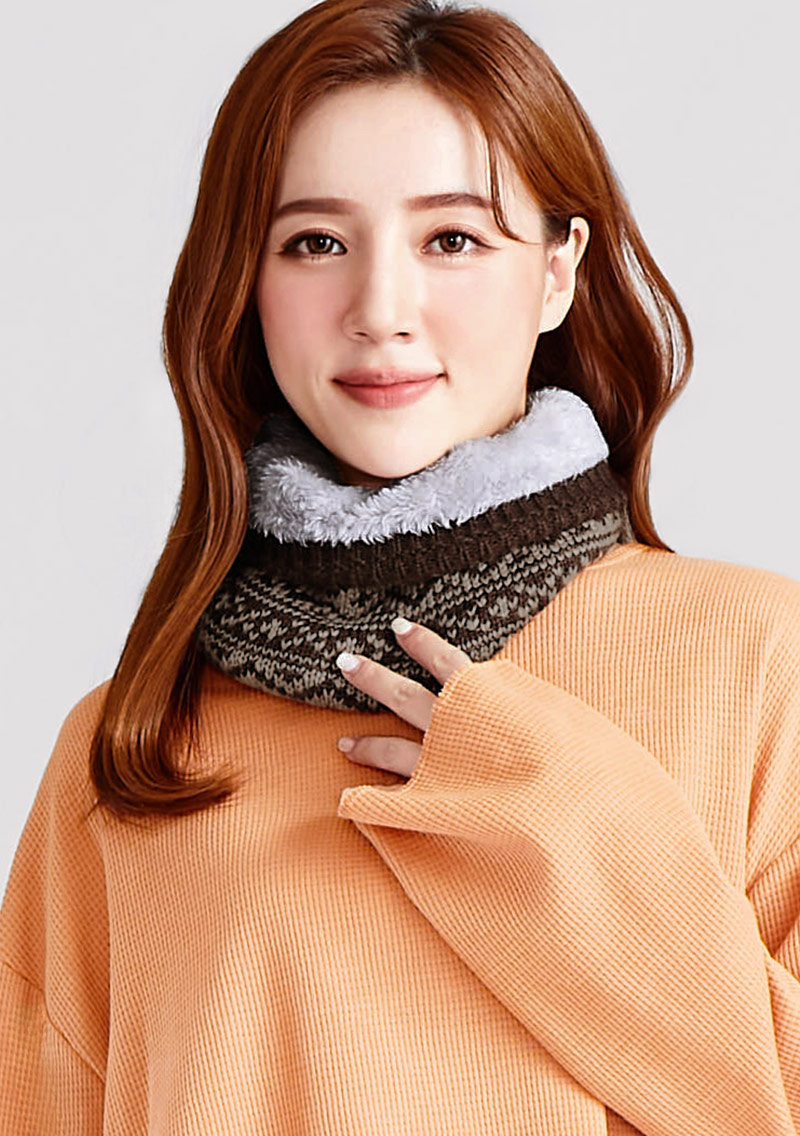柔絨圖騰加厚針織脖圍
