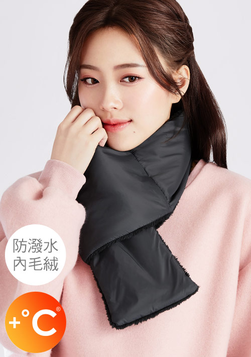 科技羽絨棉防潑水可折收毛絨圍巾