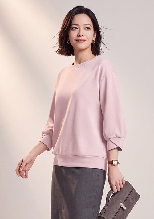 【限時$349】高磅棉質磨毛圓領鬱金香袖上衣