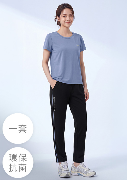 【現省百元】舒適.MIT永續環保材質-抗UV吸排抗菌反光印花運動長褲套裝