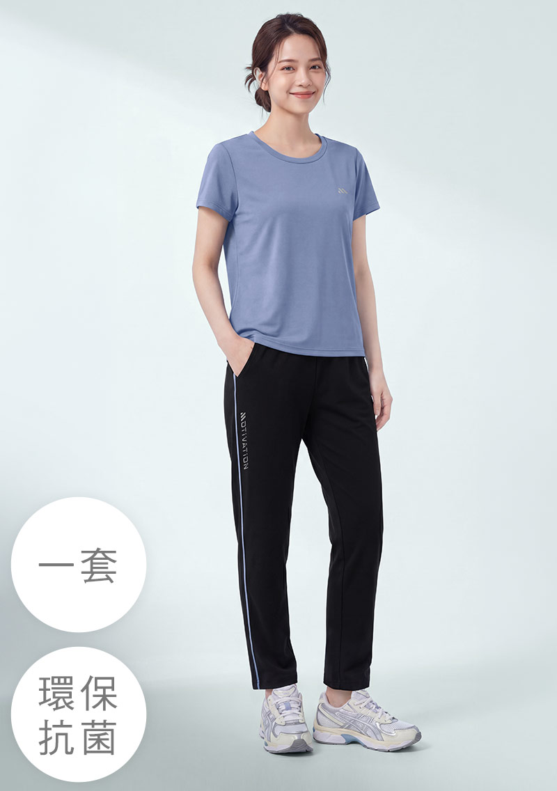 【現省百元】舒適.MIT永續環保材質-抗UV吸排抗菌反光印花運動長褲套裝