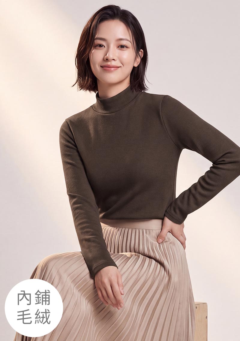 暖暖絨坑條立領上衣